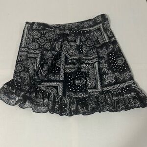 Blue and White Ruffled Mini Wrap Skirt